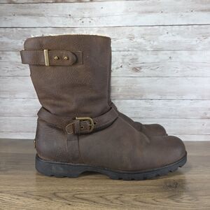 UGG Australia Womens Grandle Java Brown Leather Insulated Biker Boots Size 9